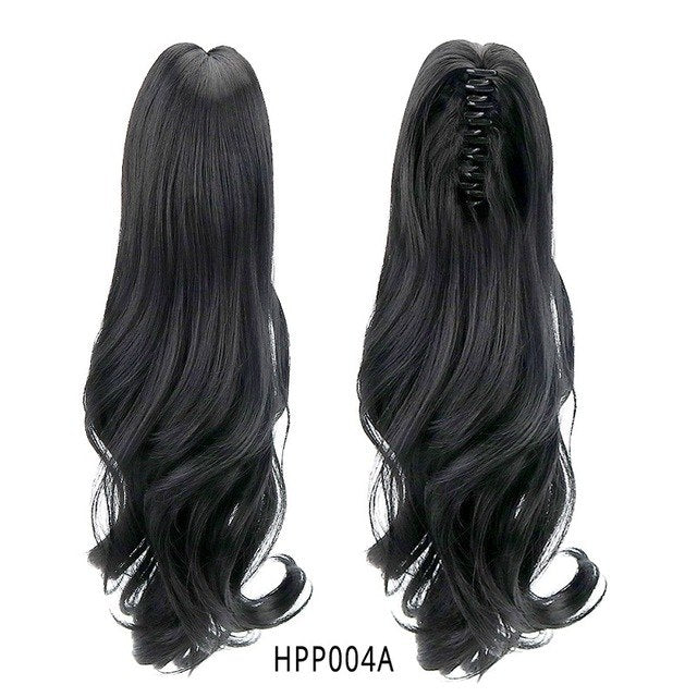 18" Synthetic Ponytail Wig Hair Extensions Claw on Hairpieces Brown Blonde Wave Clip In Ponytail Hair Extensions Heat Resistant