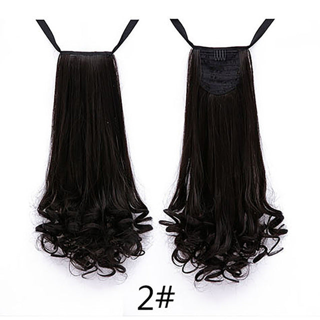 AOSIWIG 22" Long Lady Girl Curly Ponytail Wigs Pony Hair Hairpiece Extension synthetic clips in hair ponytails hairpieces