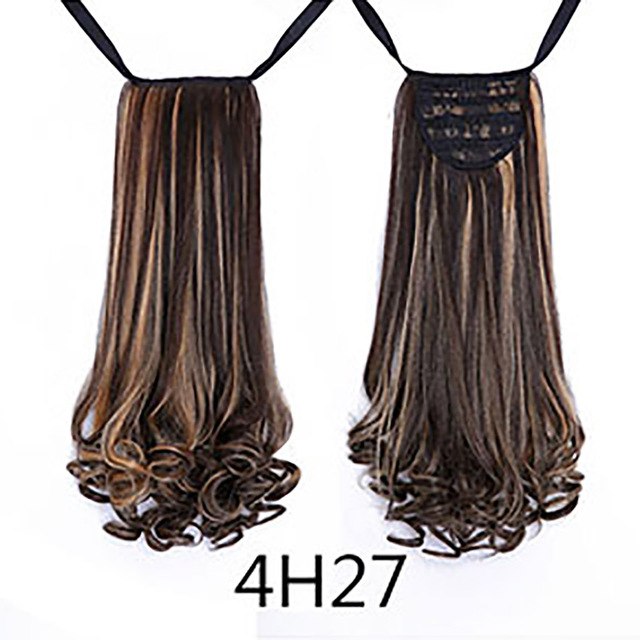 AOSIWIG 22" Long Lady Girl Curly Ponytail Wigs Pony Hair Hairpiece Extension synthetic clips in hair ponytails hairpieces