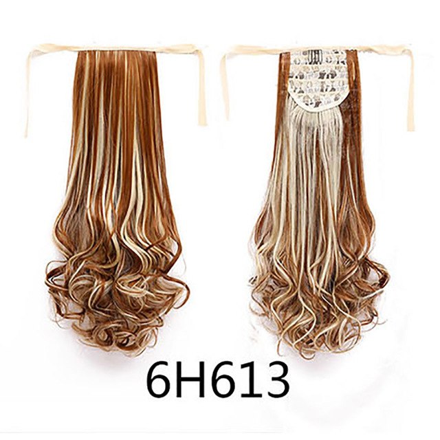 AOSIWIG 22" Long Lady Girl Curly Ponytail Wigs Pony Hair Hairpiece Extension synthetic clips in hair ponytails hairpieces