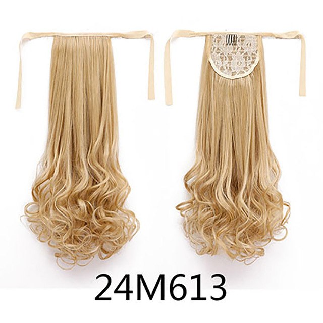 AOSIWIG 22" Long Lady Girl Curly Ponytail Wigs Pony Hair Hairpiece Extension synthetic clips in hair ponytails hairpieces