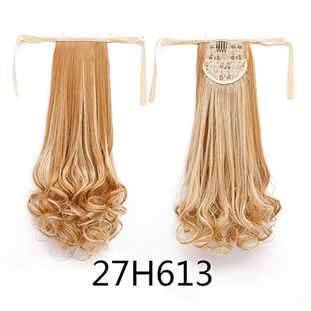 AOSIWIG 22" Long Lady Girl Curly Ponytail Wigs Pony Hair Hairpiece Extension synthetic clips in hair ponytails hairpieces