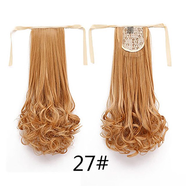 AOSIWIG 22" Long Lady Girl Curly Ponytail Wigs Pony Hair Hairpiece Extension synthetic clips in hair ponytails hairpieces