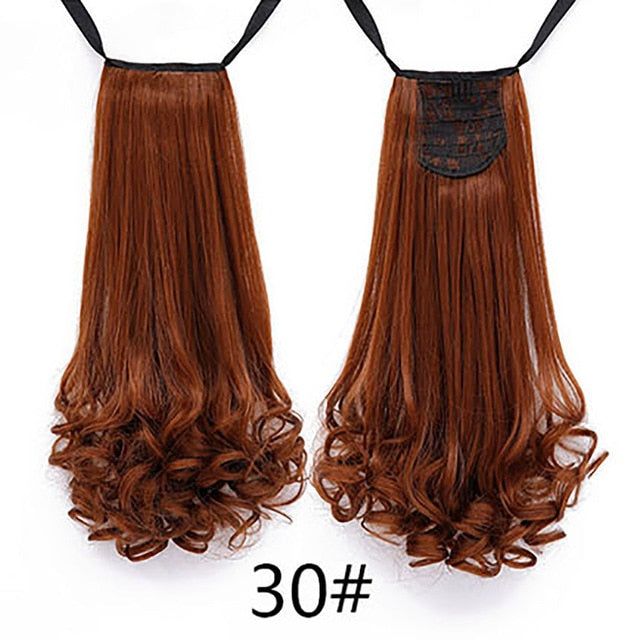 AOSIWIG 22" Long Lady Girl Curly Ponytail Wigs Pony Hair Hairpiece Extension synthetic clips in hair ponytails hairpieces