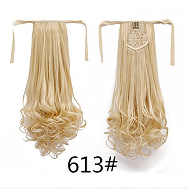 AOSIWIG 22" Long Lady Girl Curly Ponytail Wigs Pony Hair Hairpiece Extension synthetic clips in hair ponytails hairpieces