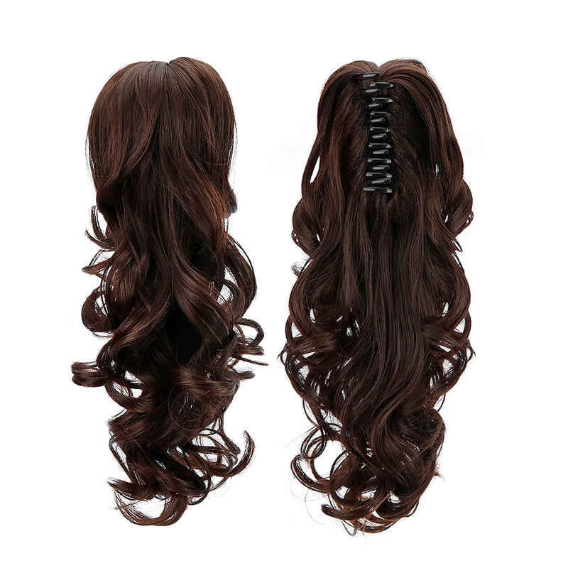 15" Synthetic Claw Clip On Ponytail Extensions Hairpiece Long Curly Deep Wave Clip In Hair Extension Heat Resistant Ponytail Wig