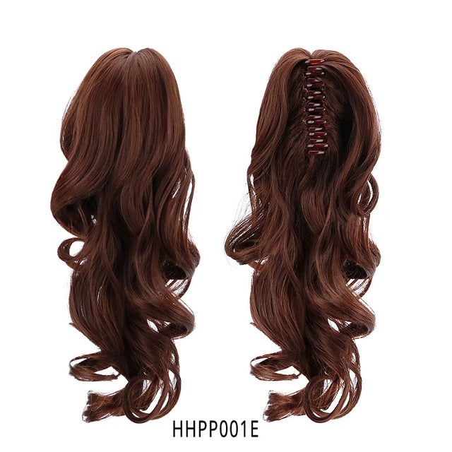 15" Synthetic Claw Clip On Ponytail Extensions Hairpiece Long Curly Deep Wave Clip In Hair Extension Heat Resistant Ponytail Wig
