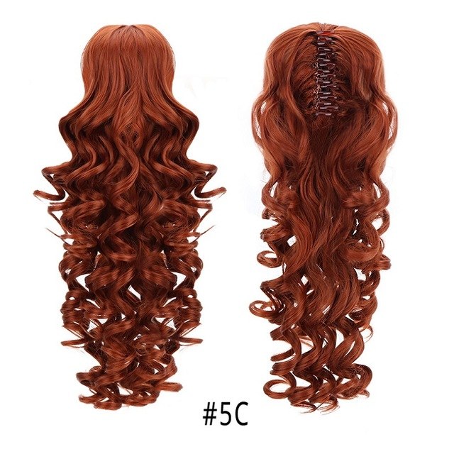 18" Curly Synthetic Ponytail Wig Hair Extensions Claw On Hairpiece Brown Blonde Clip In Ponytail Hair Extension Heat Resistant