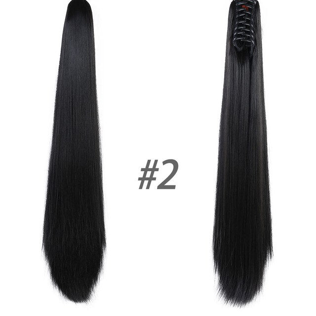 DIFEI Hair 24'' Long Straight Ponytail Hairpin Ponytail Heat-Resistant Ponytail Wig Extension