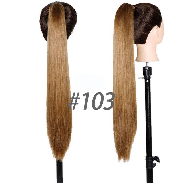 DIFEI Hair 24'' Long Straight Ponytail Hairpin Ponytail Heat-Resistant Ponytail Wig Extension